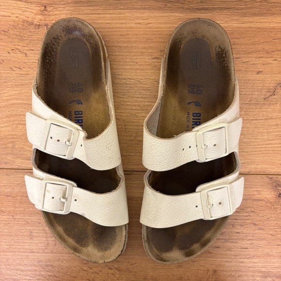 BIRKENSTOCK Womens Arizona Slide Sandals Size 40 White Leather Comfort Casual - Picture 7 of 13